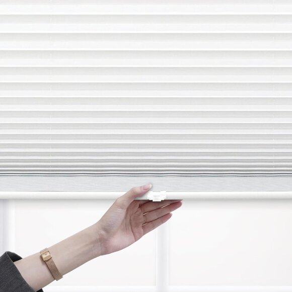 DEZ Furnishings Cordless Light Filtering Pleated Shade, 46"W x 64"H White - Picture 5 of 7